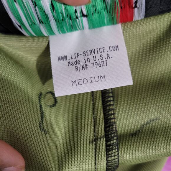 Lip Service Romper Green Vintage One Piece Furry Plush Bodysuit Camo Size Small - Picture 7 of 15